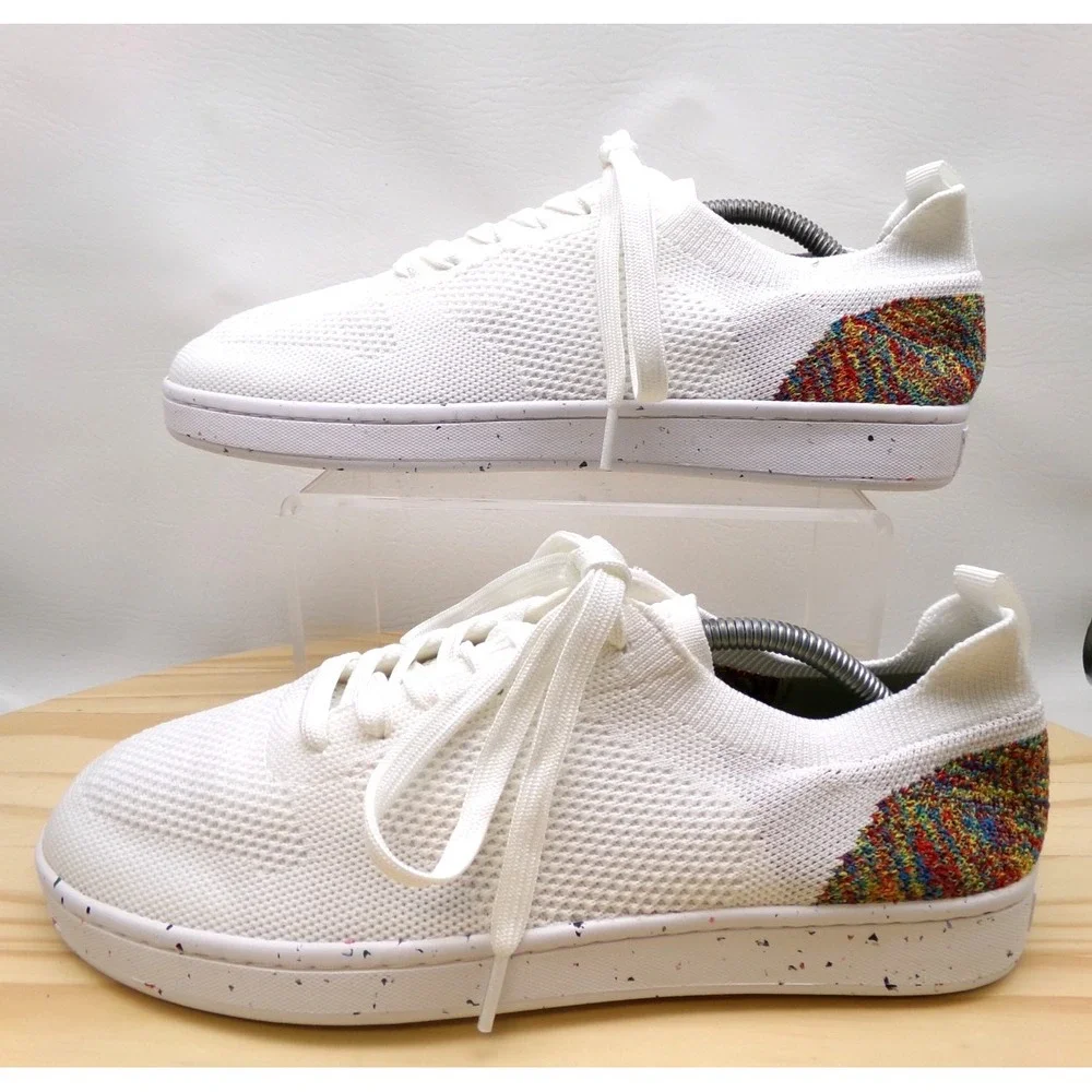 Suavs 247 Shoes Mens White Confetti Colorblock Size 11 Knit Sneakers Breathable